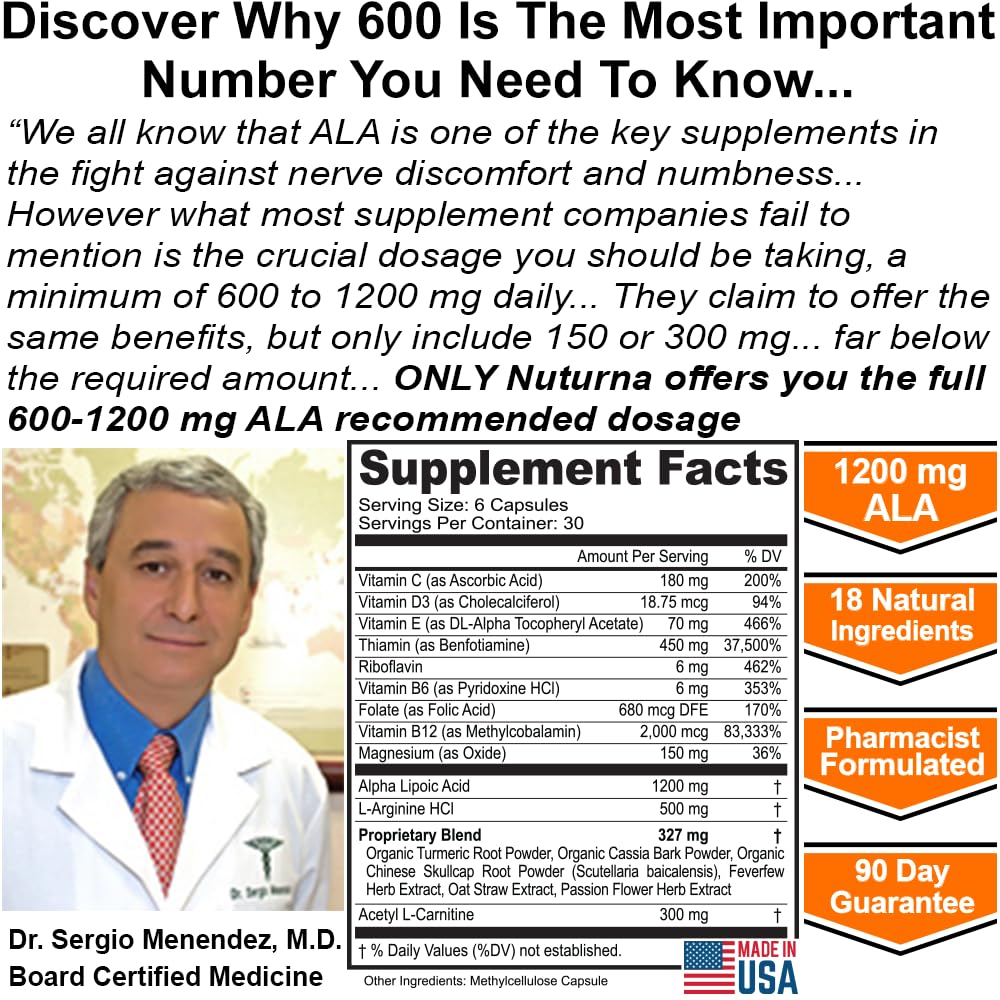 Nuturna Neuroturna: dosis de ácido alfa lipoico de 1200 mg.