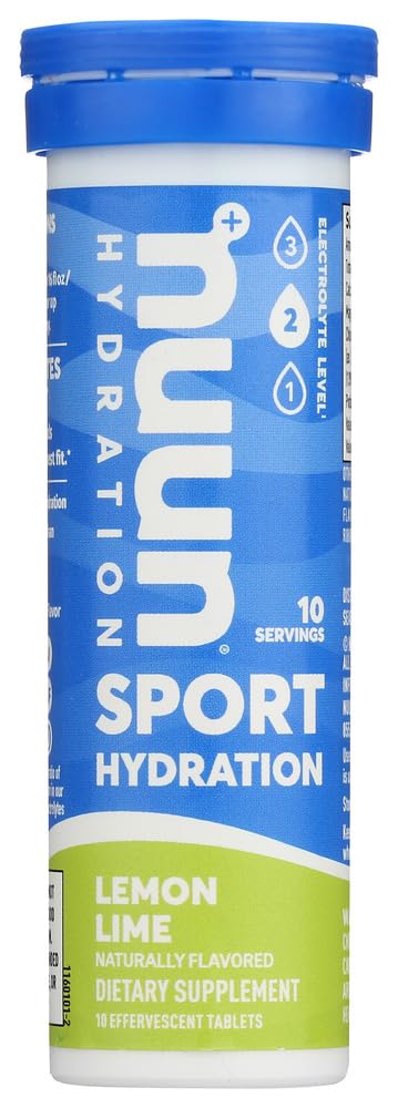 Nuun Active tabletas sabor limón-lima disuelta en agua para hidratación rápida
