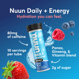 Nuun disolucion en agua sabor frutos del bosque para hidratacion rapida durante entrenamientos.