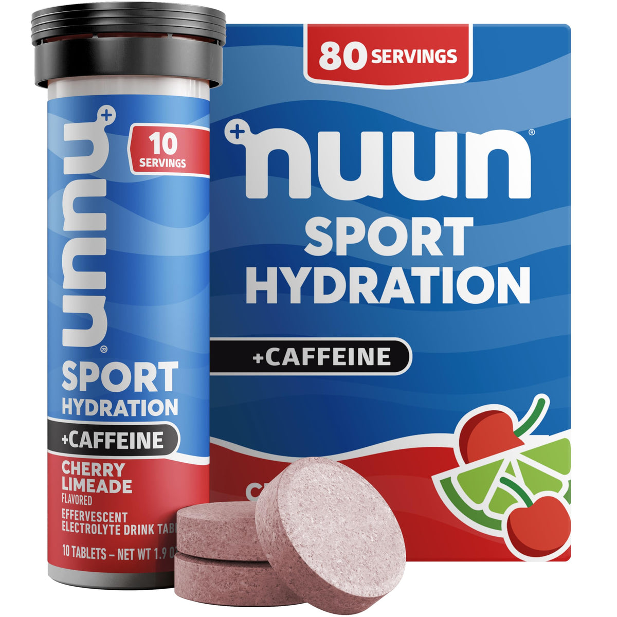 Nuun Energía: tabletas de electrolitos sabor cereza-limonada para hidratación refrescante.