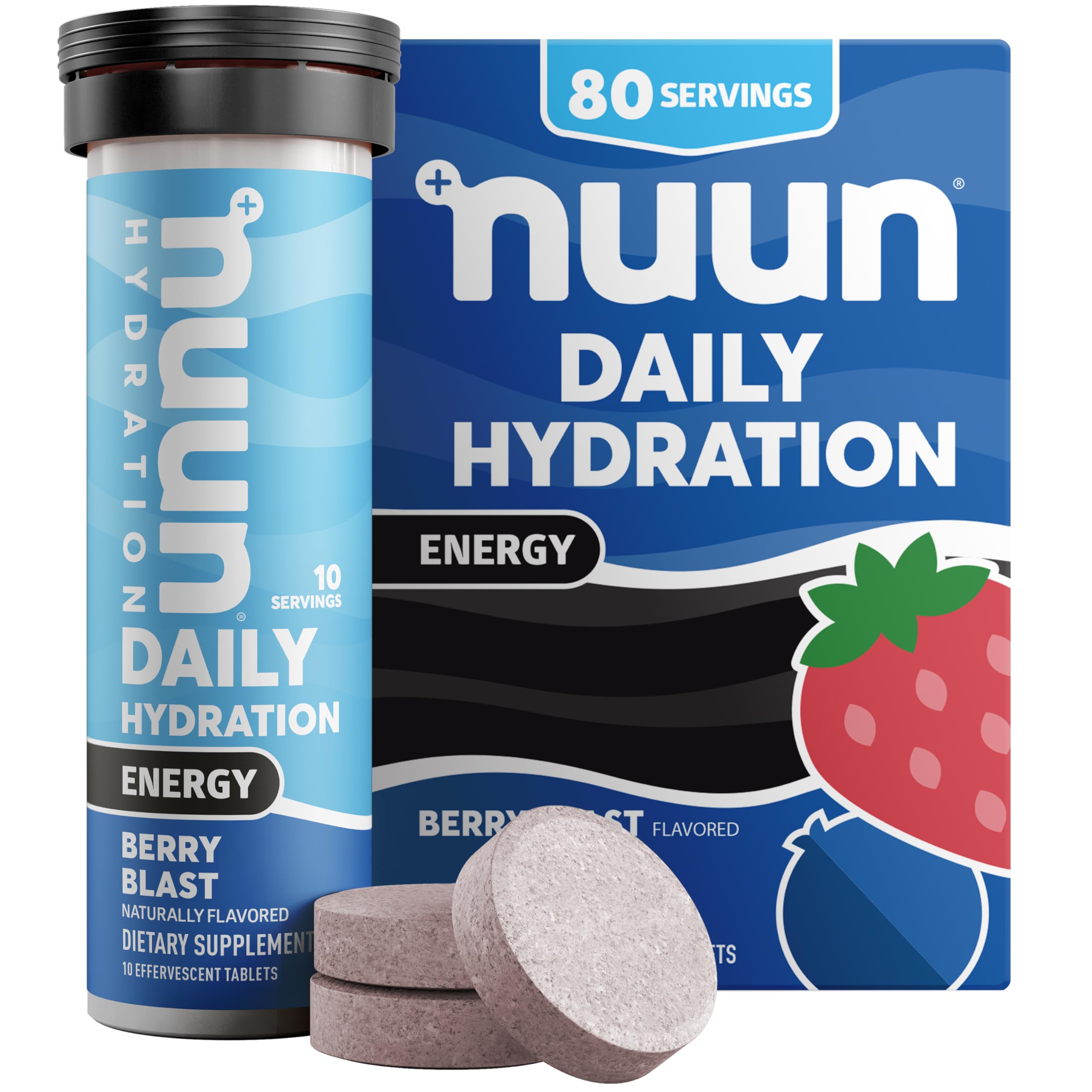 Nuun empaque sabor frutos del bosque para llevar y mantener la hidratación diaria.