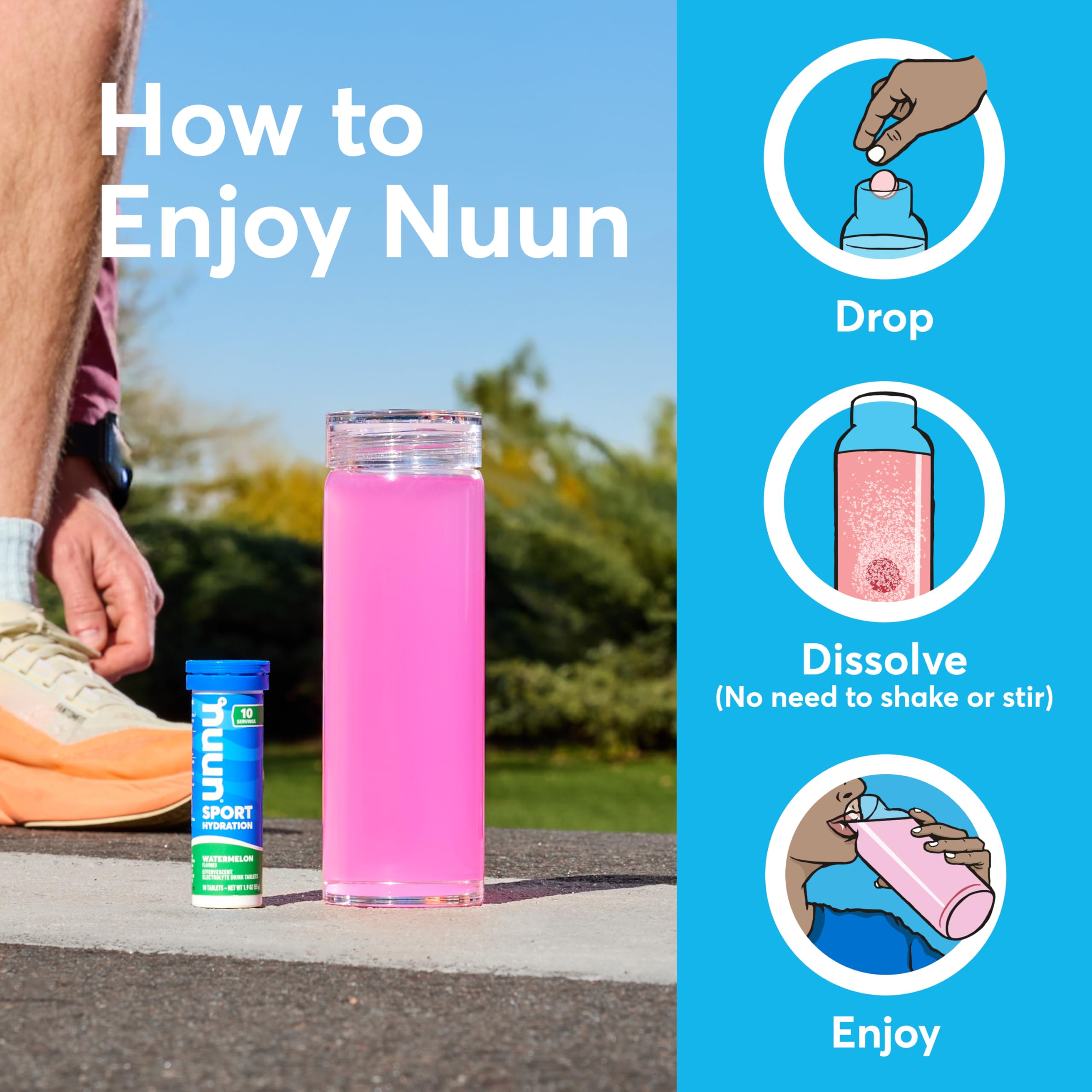 Nuun fórmula limpia vegana libre de gluten y kosher para estilos de vida variados.