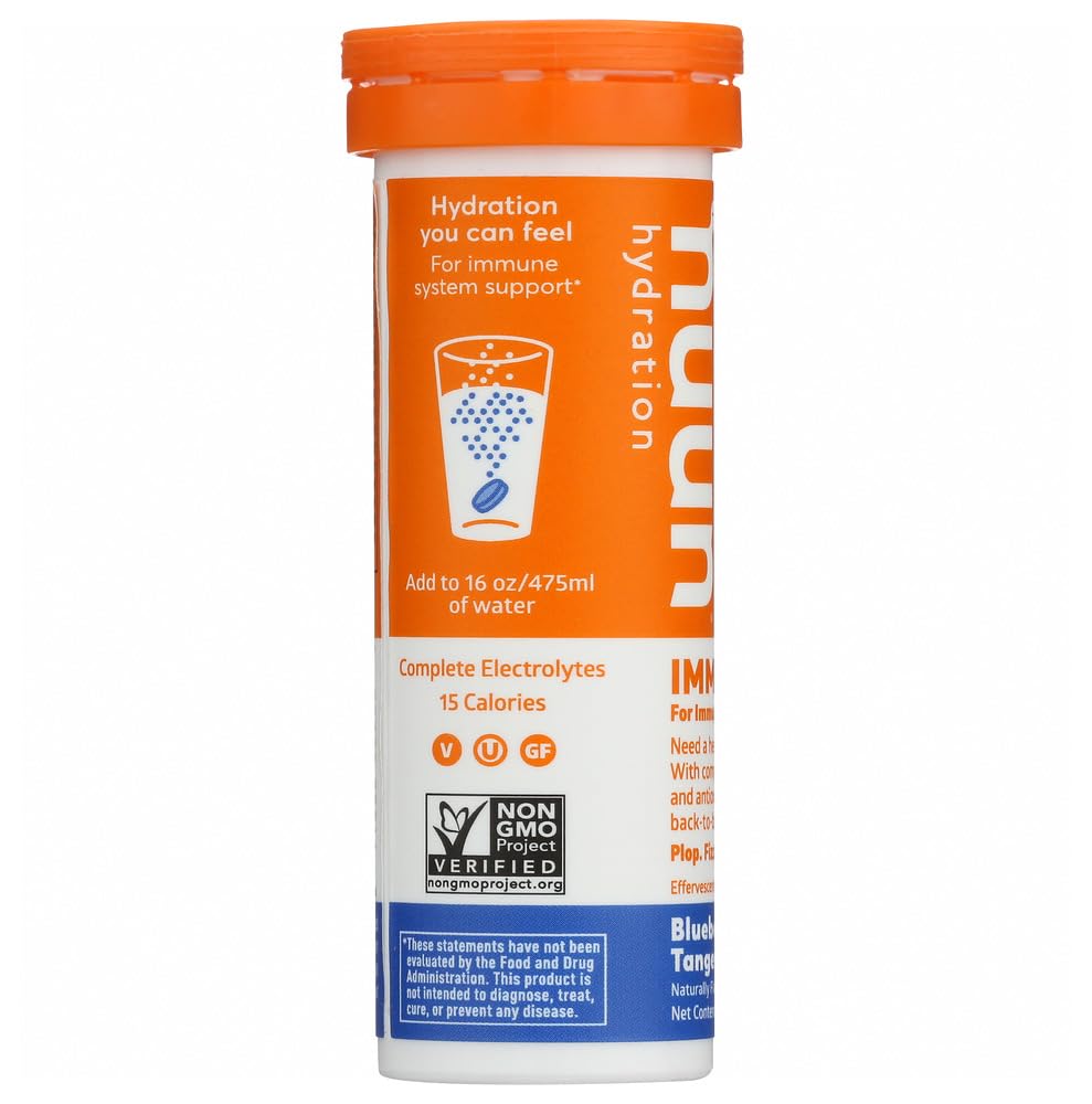 Nuun Immunity arandano-mandarina, envase doble para uso diario.