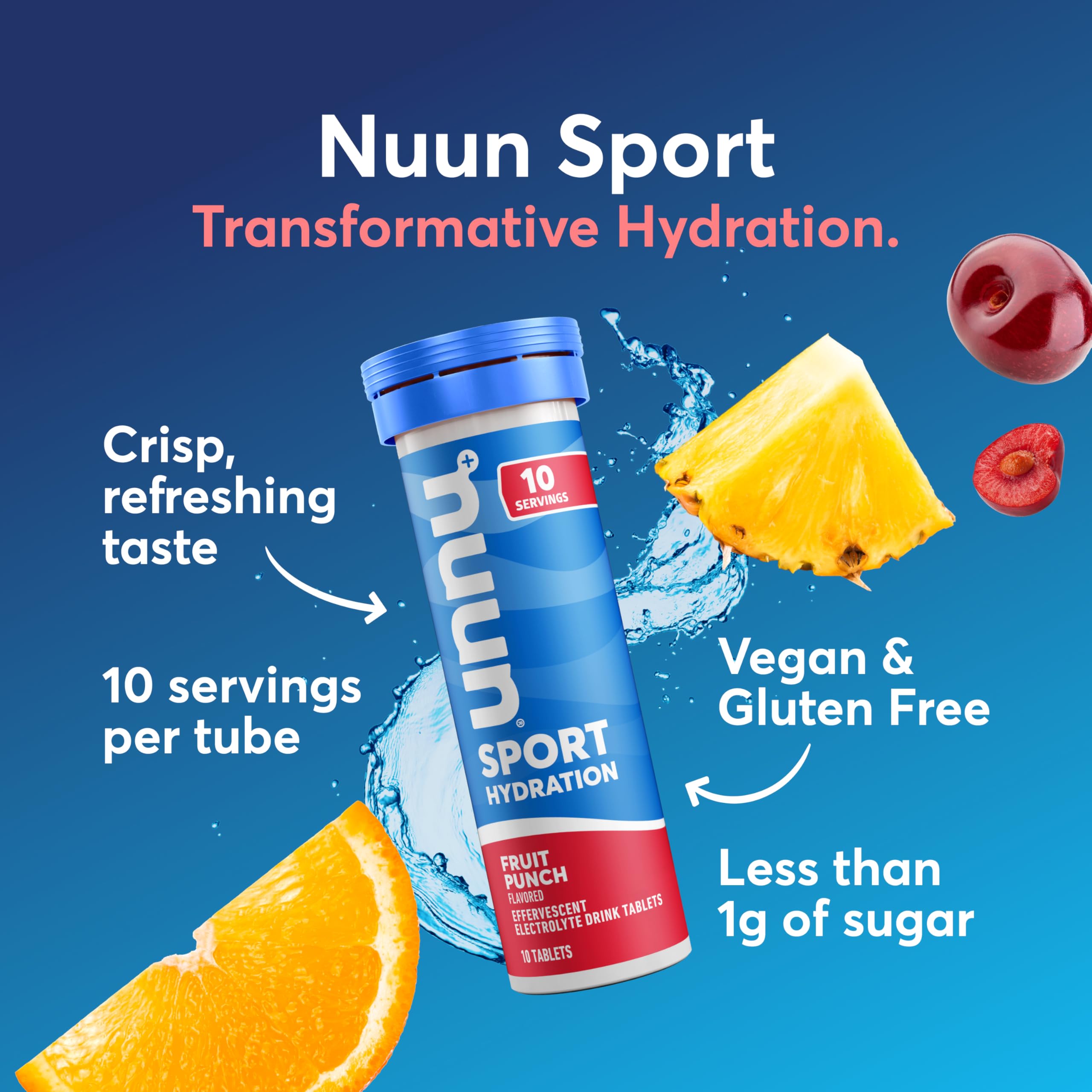 Nuun Sport tableta de electrolitos, disolución rápida en agua para entrenamientos.