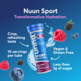 Nuun Sport Tri-Berry tableta disuelta en agua para práctica y rendimiento
