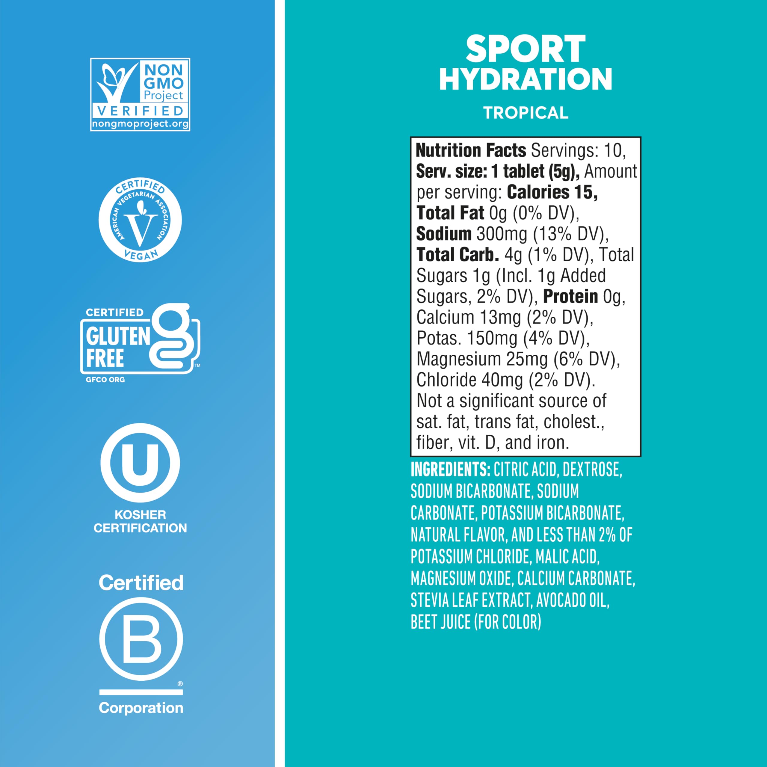 Tabletas Nuun Sport veganas y sin gluten para bebidas saludables.