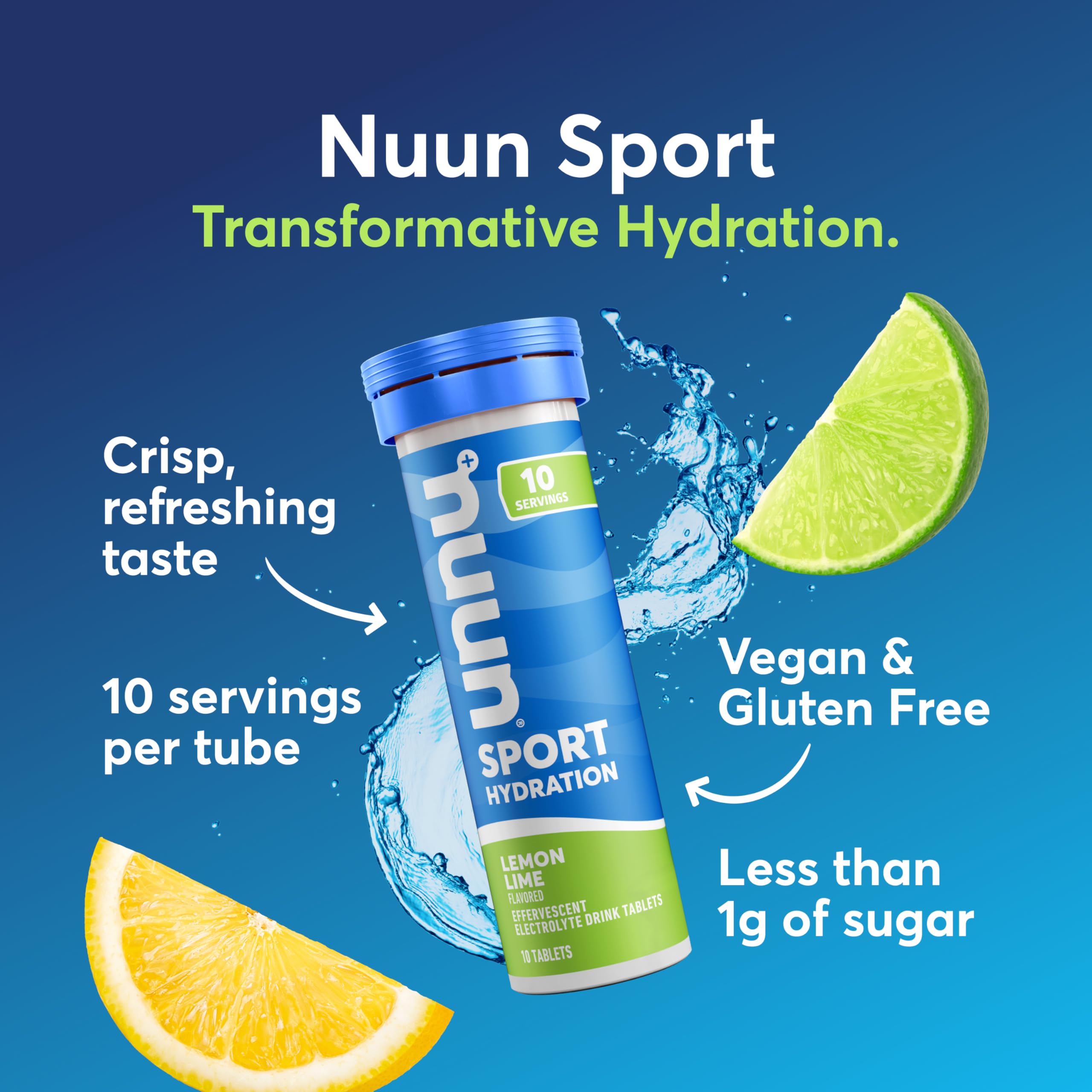 Nuun tabletas disolución limón lima, sabor ligero durante entrenamientos.