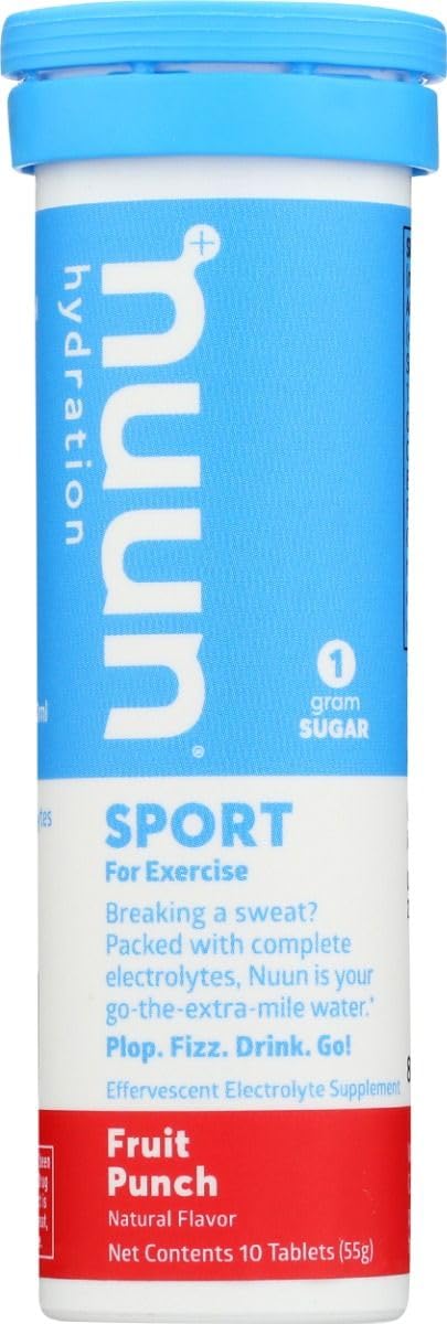 Nuun tabletas efervescentes para hidratación rápida con sabor a fruta.
