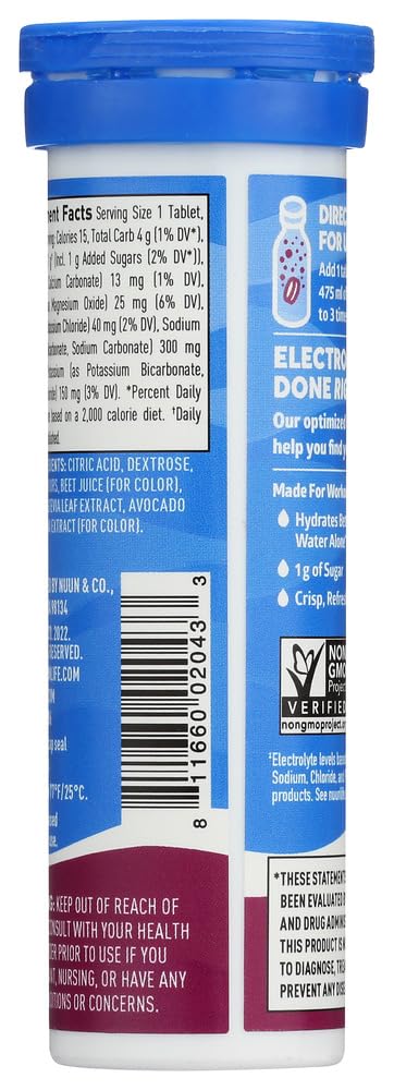 Nuun sabor-frambuesa tableta para bebidas energéticas naturales.