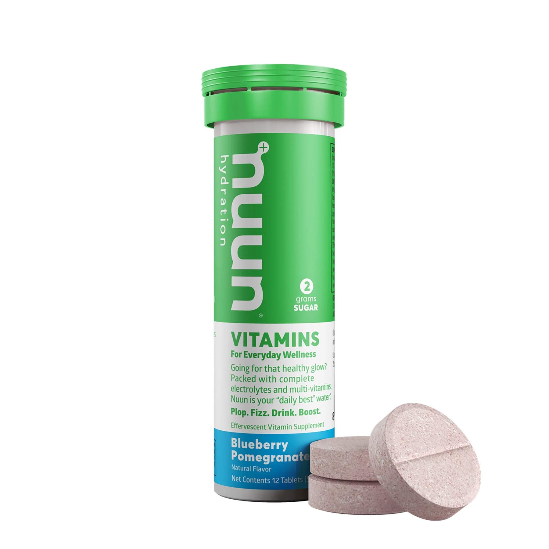 Nuun Vitaminas sabor arándano granada, etiqueta clara y útil para planificar tomas diarias.