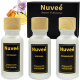 Nuveé: tres frascos de aceites de 20 ml para difusor, creando un ambiente sofisticado.