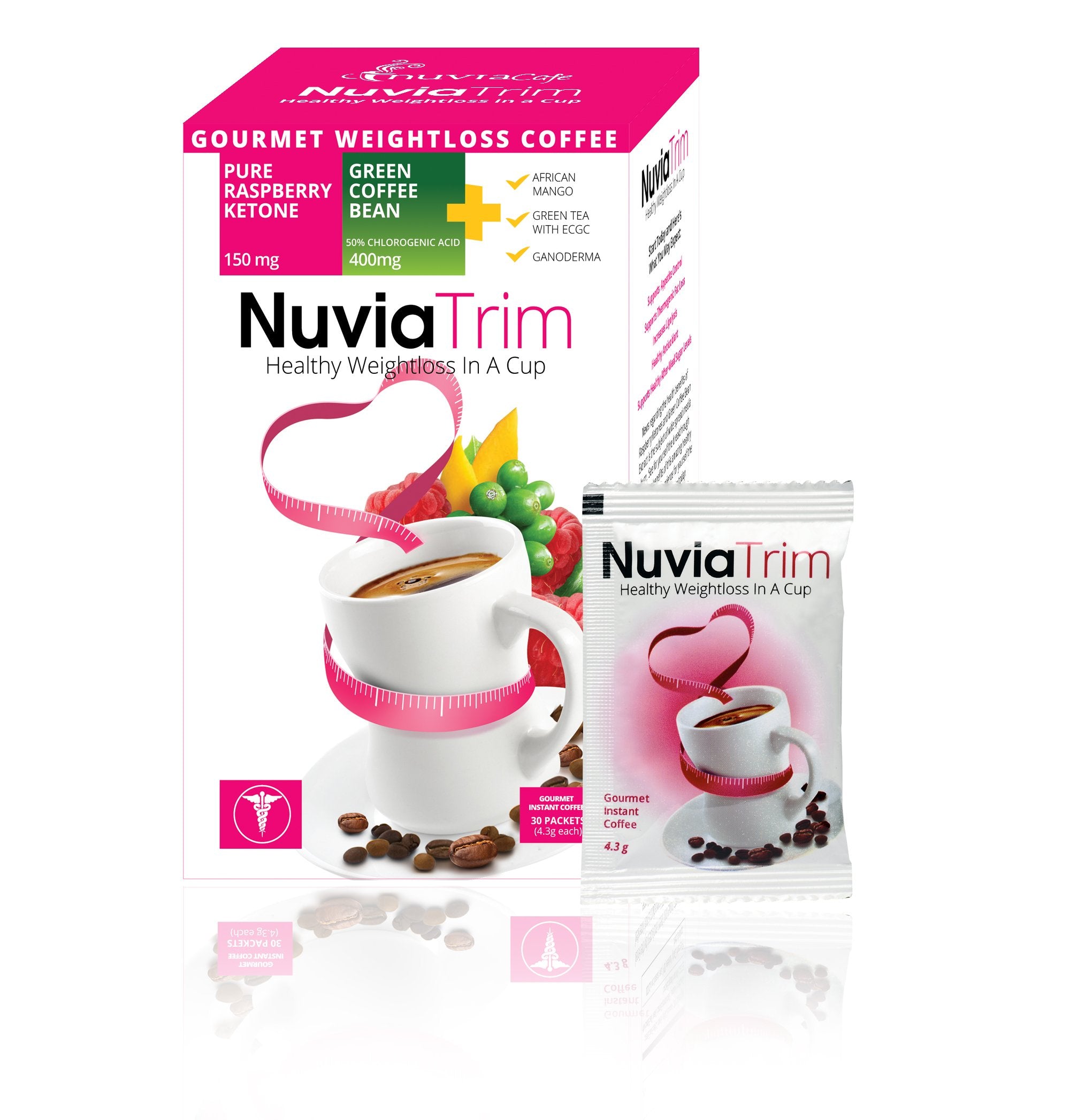 Nuvia Trim, taza de café aromática lista, experiencia cremosa sin azúcar.
