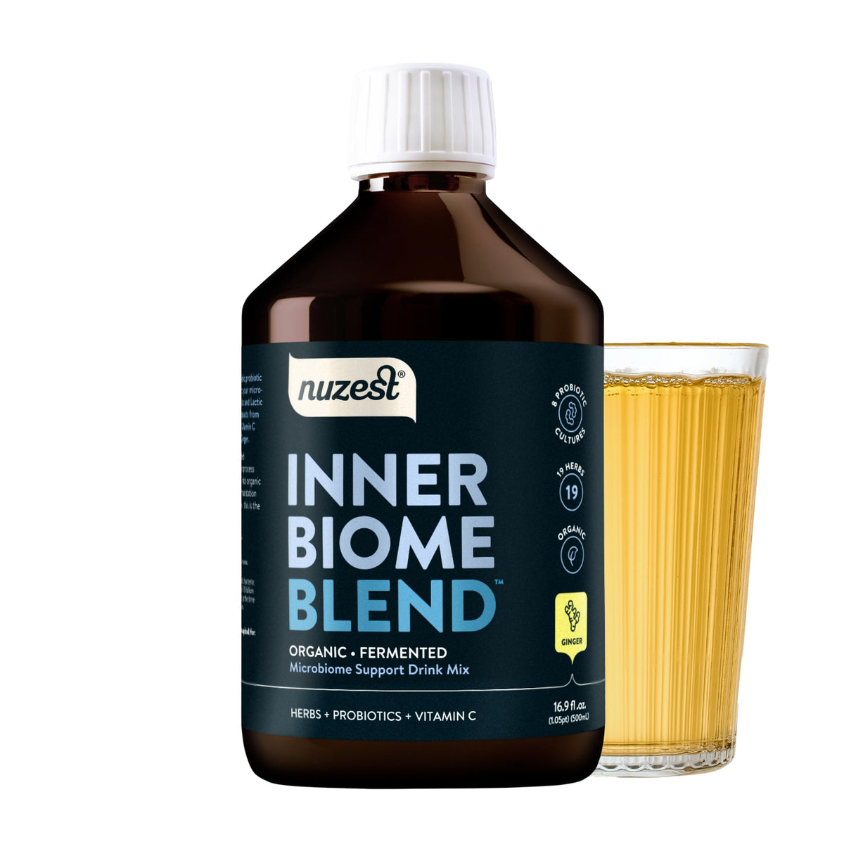 Nuzest Inner Biome Blend – botella, apoyo digestivo diario.