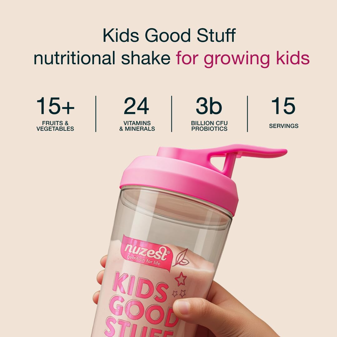 Nuzest Kids Good Stuff: cucharada de polvo nutritivo para mezclar en leche o agua