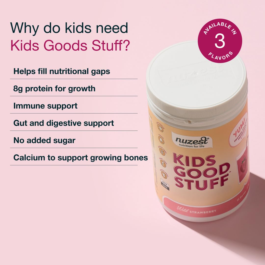 Nuzest Kids Good Stuff: niño bebiendo batido, energía para la mañana