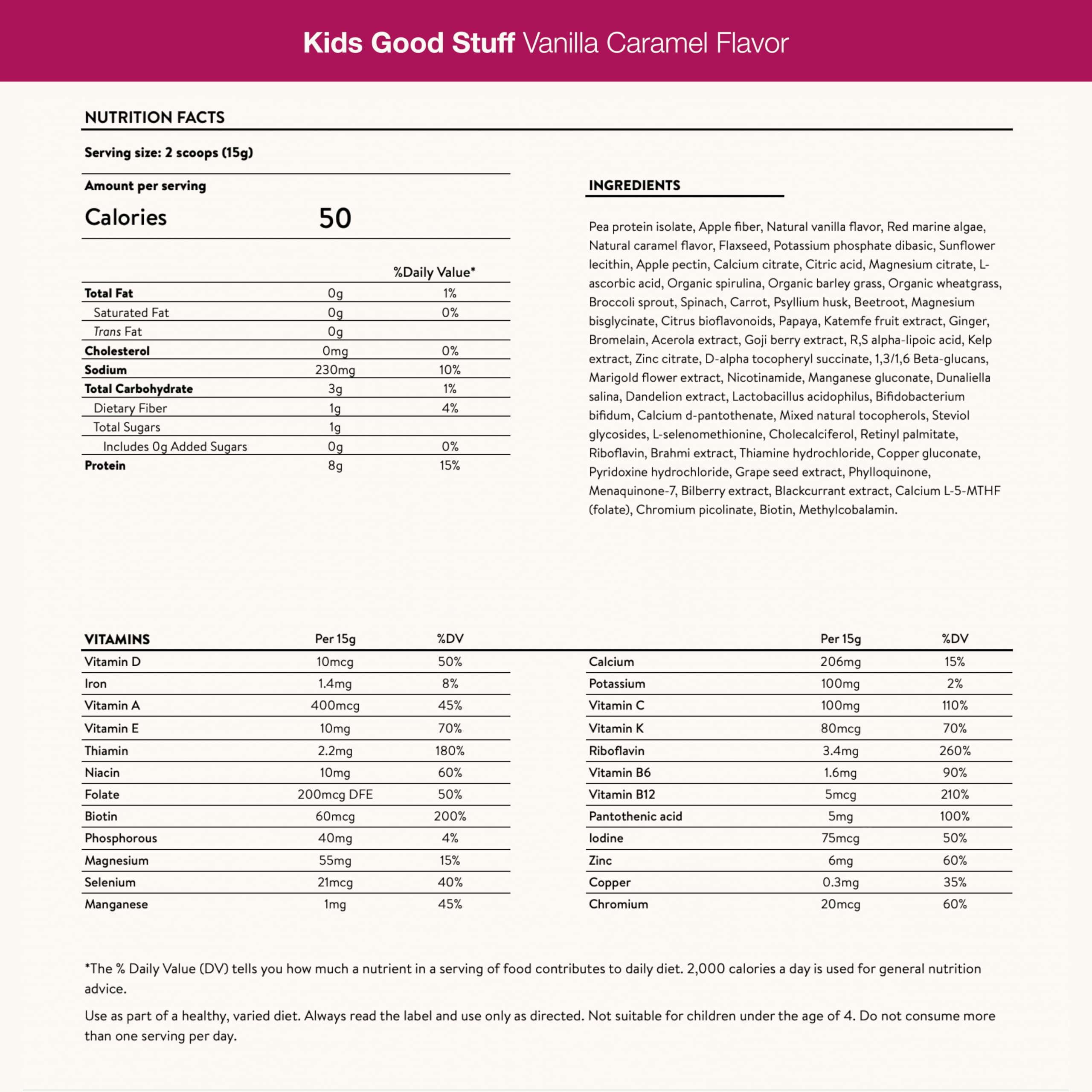 Nuzest Kids Good Stuff Vanilla Caramel, uso diario para familias ocupadas.