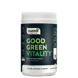 Nuzest polvo verdes envase principal, práctico para un soporte nutricional diario.