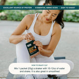 Paquete de 10 Nuzest, ideal para preparar batidos rápidos.