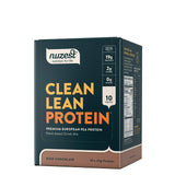 Proteína de guisante Nuzest en polvo frente al envase, alta biodisponibilidad.