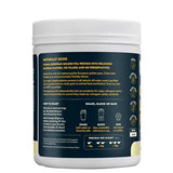 Nuzest proteína de guisante vainilla con cuchara medidora para porciones precisas.
