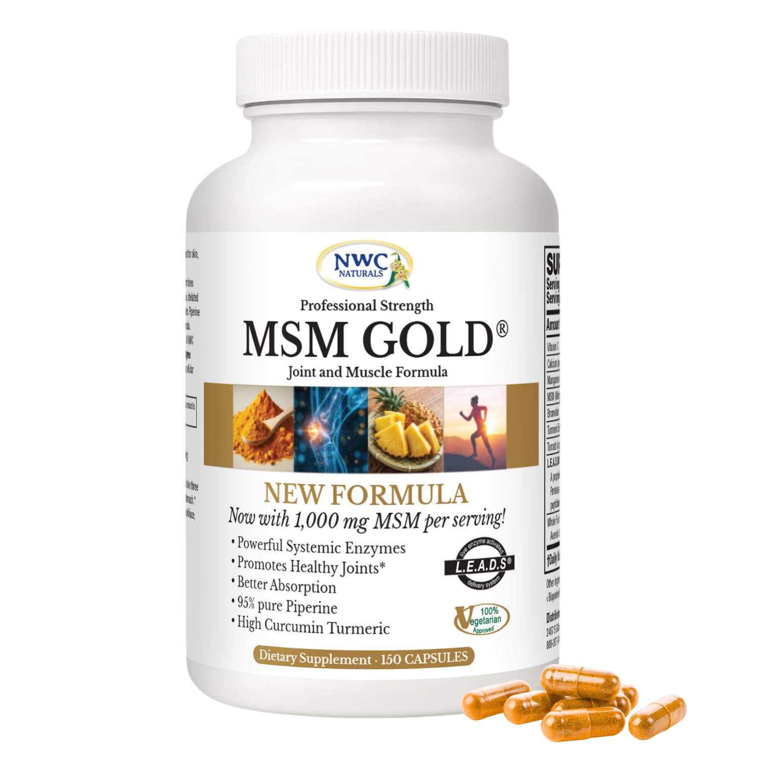 NWC Naturals MSM Gold: botella para apoyar articulaciones y movilidad diaria