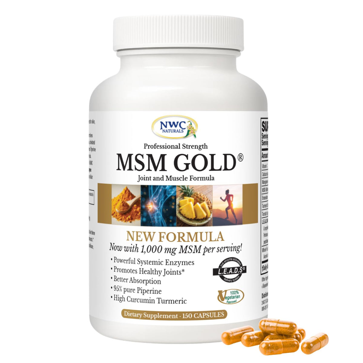 NWC Naturals MSM Gold: botella para apoyar articulaciones y movilidad diaria