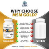 NWC Naturals MSM Gold: envase compacto con 150 cápsulas vegetarianas