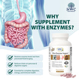 NWC Naturals Ultra-Enzima: etiqueta informativa sobre enzimas y beneficios digestivos