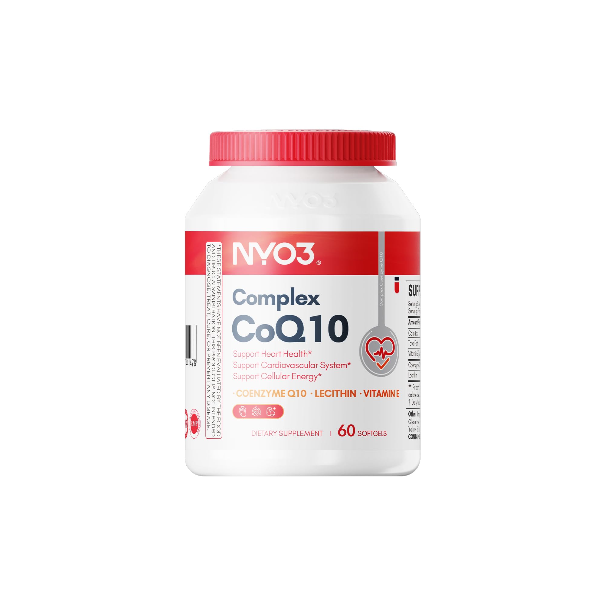 NYO3 CoQ10 200 mg cápsulas blandas, energía diaria y antioxidante.