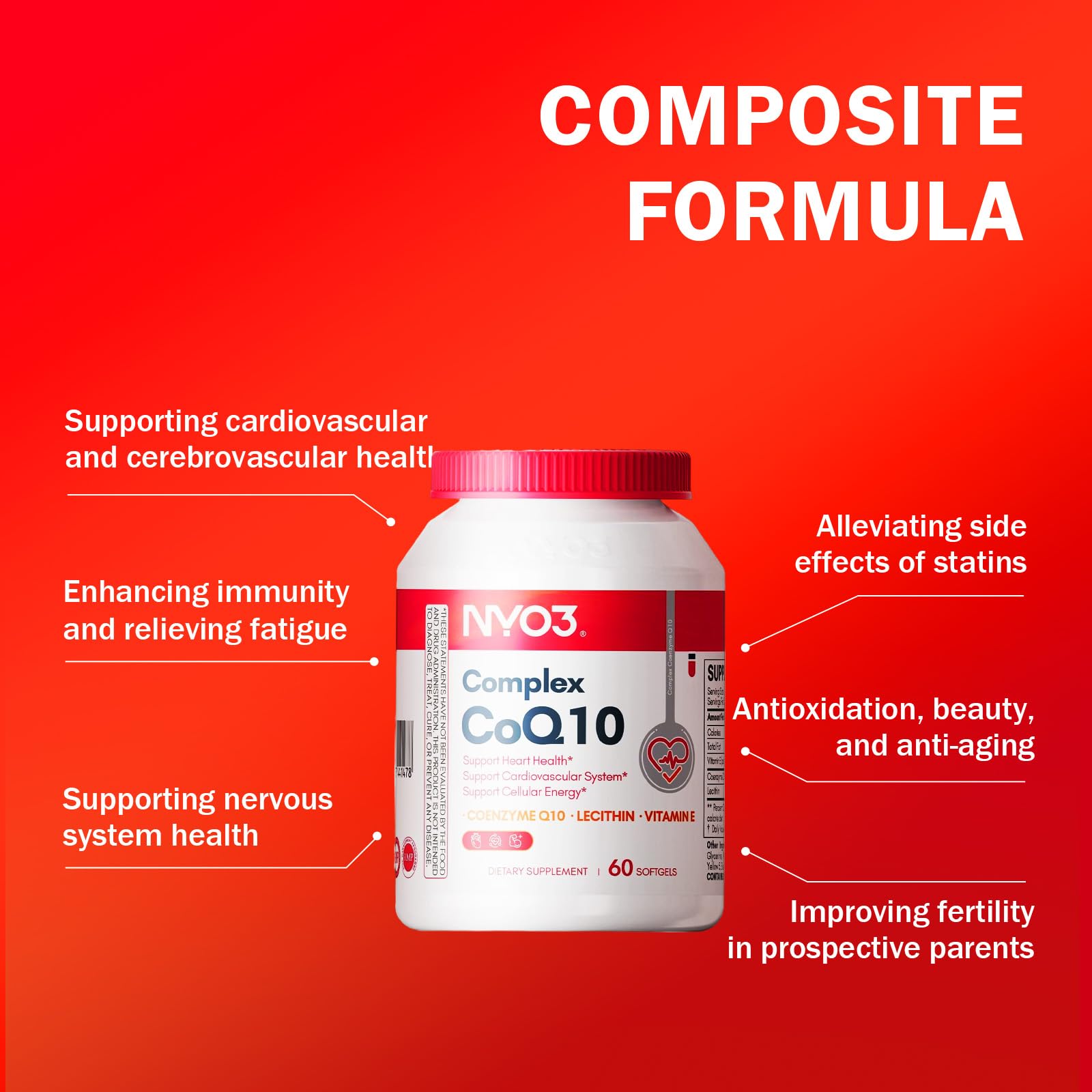 NYO3 CoQ10 orientado a la salud cardíaca y bienestar energético.