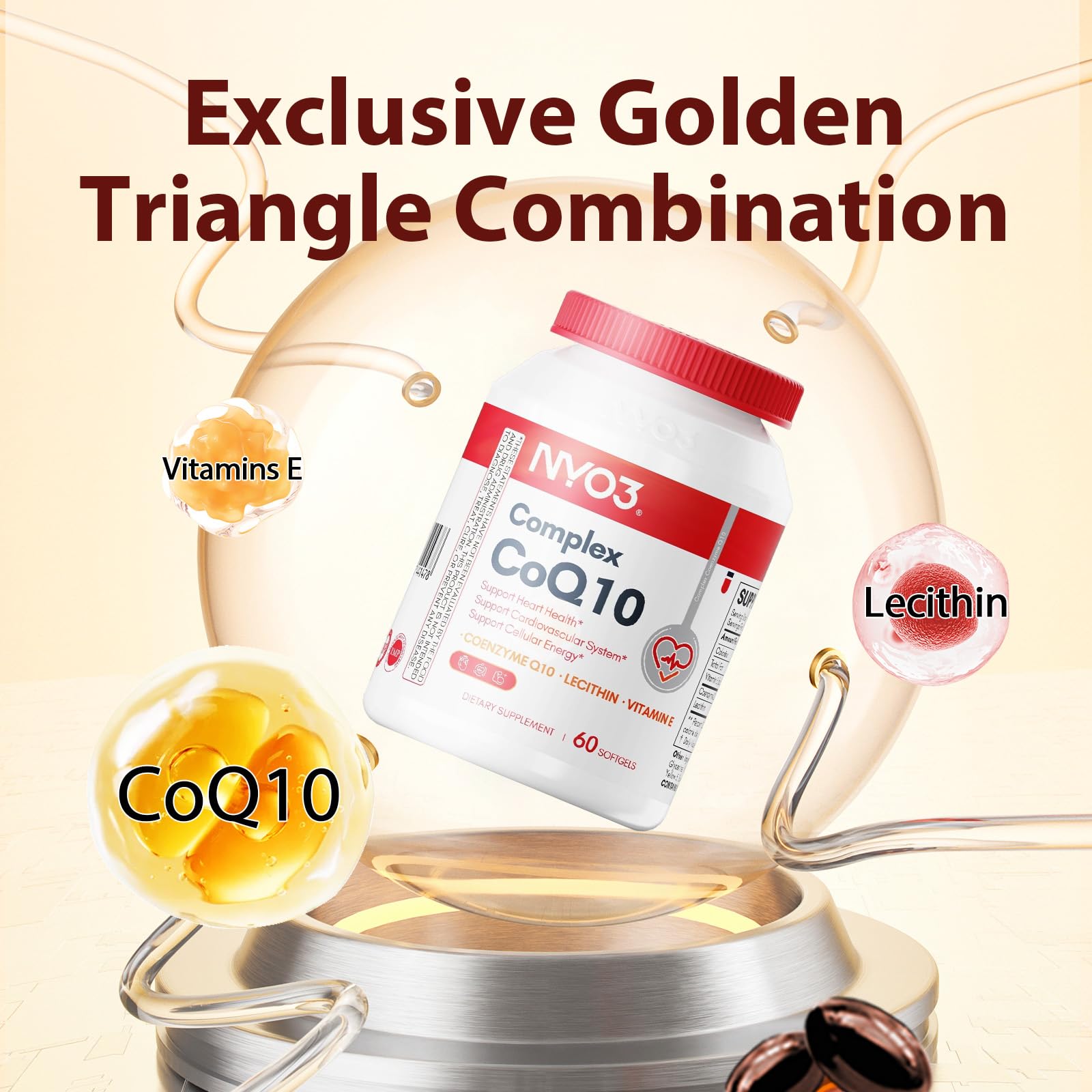 NYO3 CoQ10 con sello BPM, antioxidante y de alta potencia.