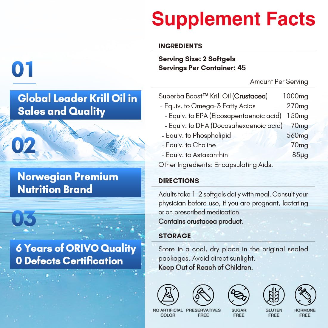 NYO3 Aceite de Krill cápsulas formato suave para tragar fácilmente