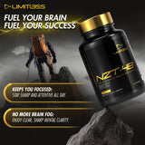 NZT-48: envase en escritorio, listo para uso diario de energía mental.