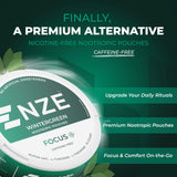 Etiqueta NZE Focus resalta sabor Wintergreen para uso diario