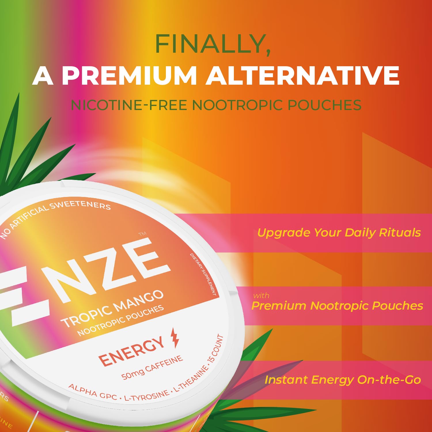 Bolsita NZE Tropic Mango en la mano para impulso rápido
