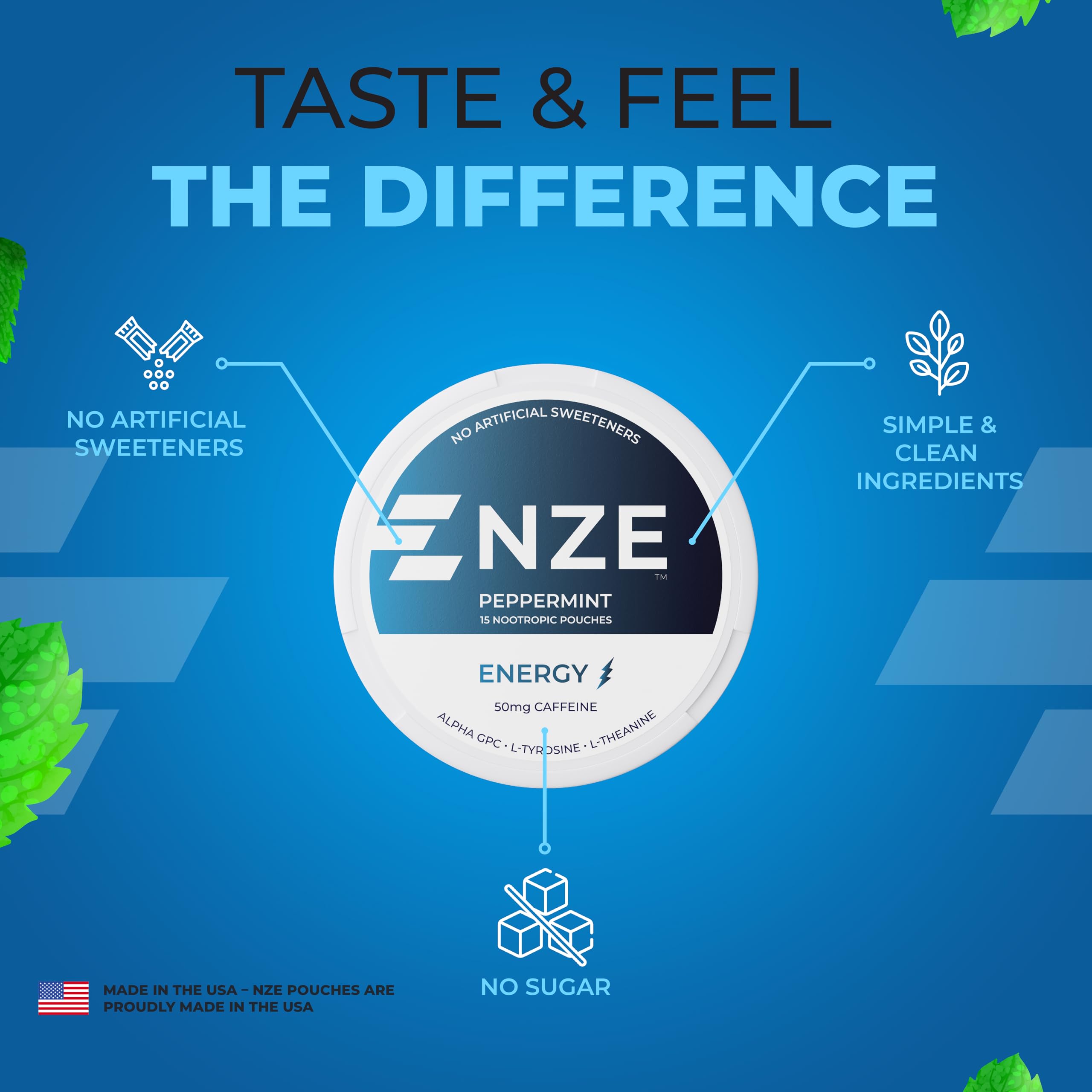 NZE Caféína Nootrópico menta fresca para despertar sentidos