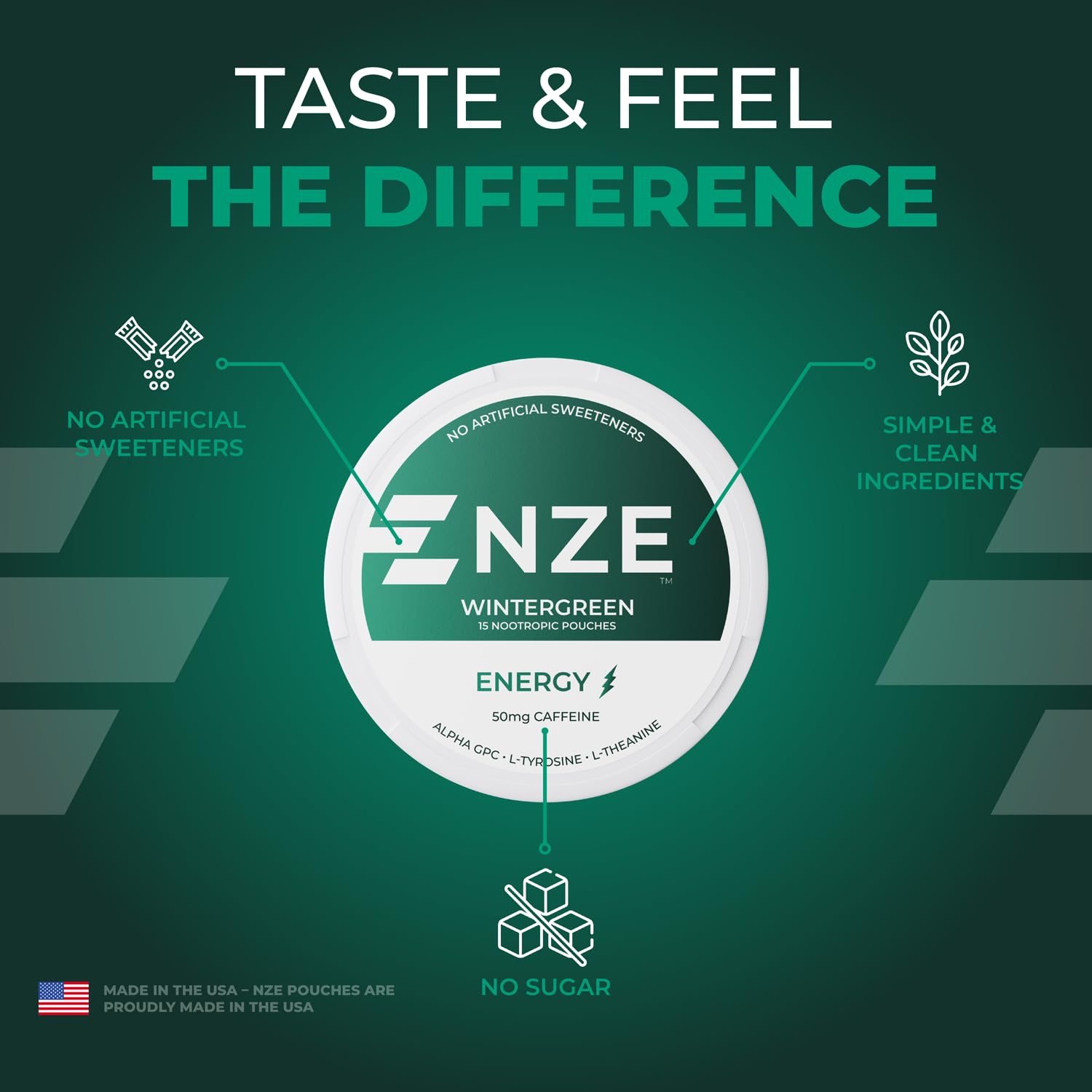 NZE Caféína Nootrópico: sabor mentolado para una experiencia fresca.
