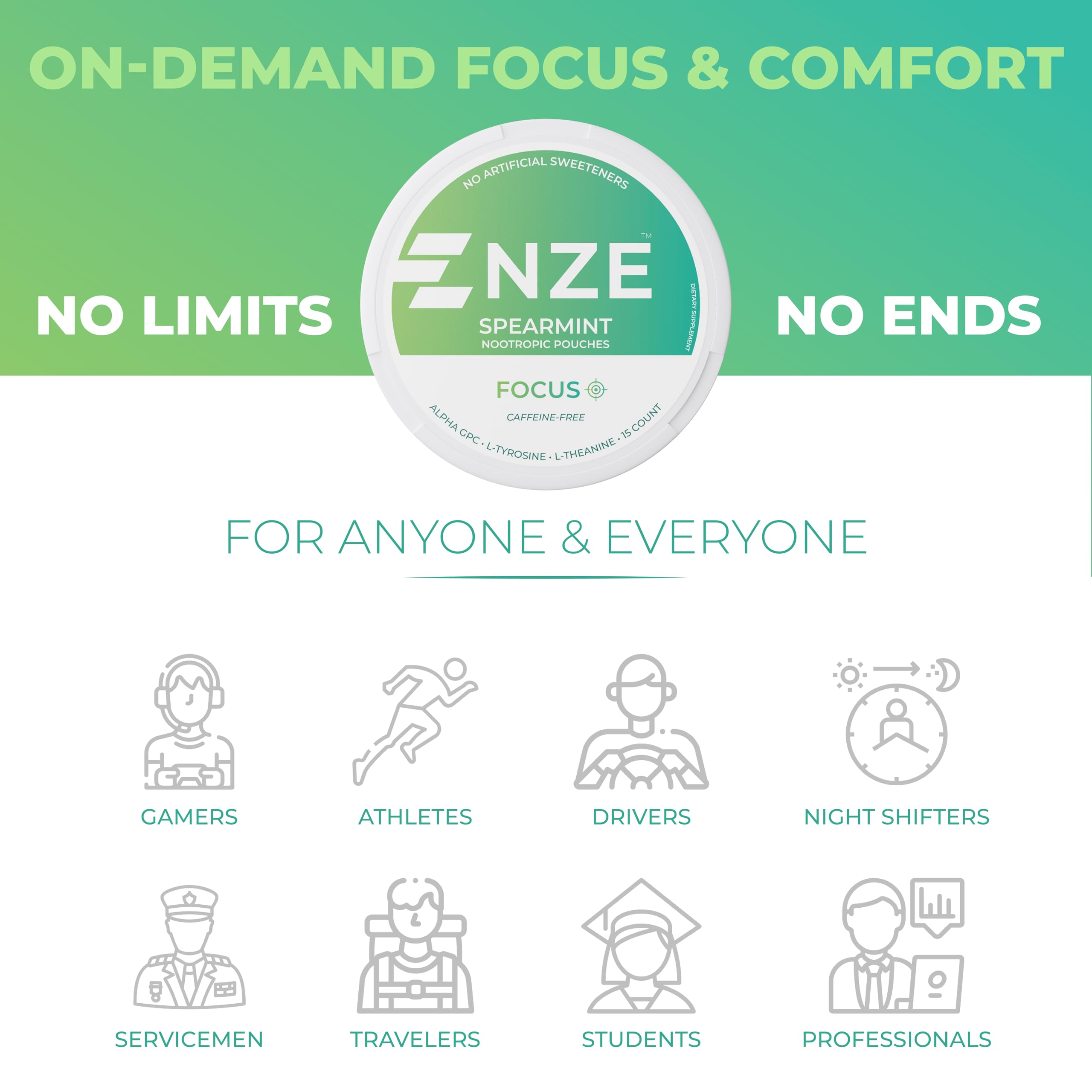 NZE Focus absorción rápida oral en menta para acción casi inmediata