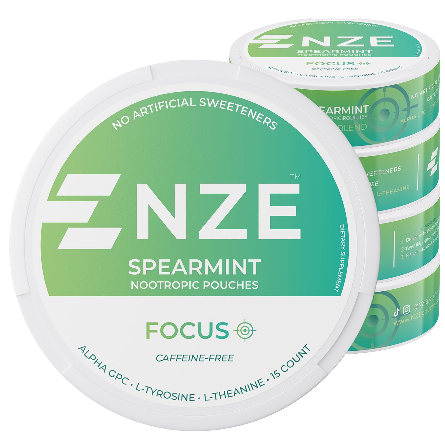 NZE Focus bolsas nootrópicas sin cafeína con menta para mayor claridad mental