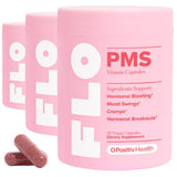 O Positiv FLO Sindrome Premenstrual Gomitas frasco, apoyo al equilibrio hormonal durante el síndrome premenstrual.