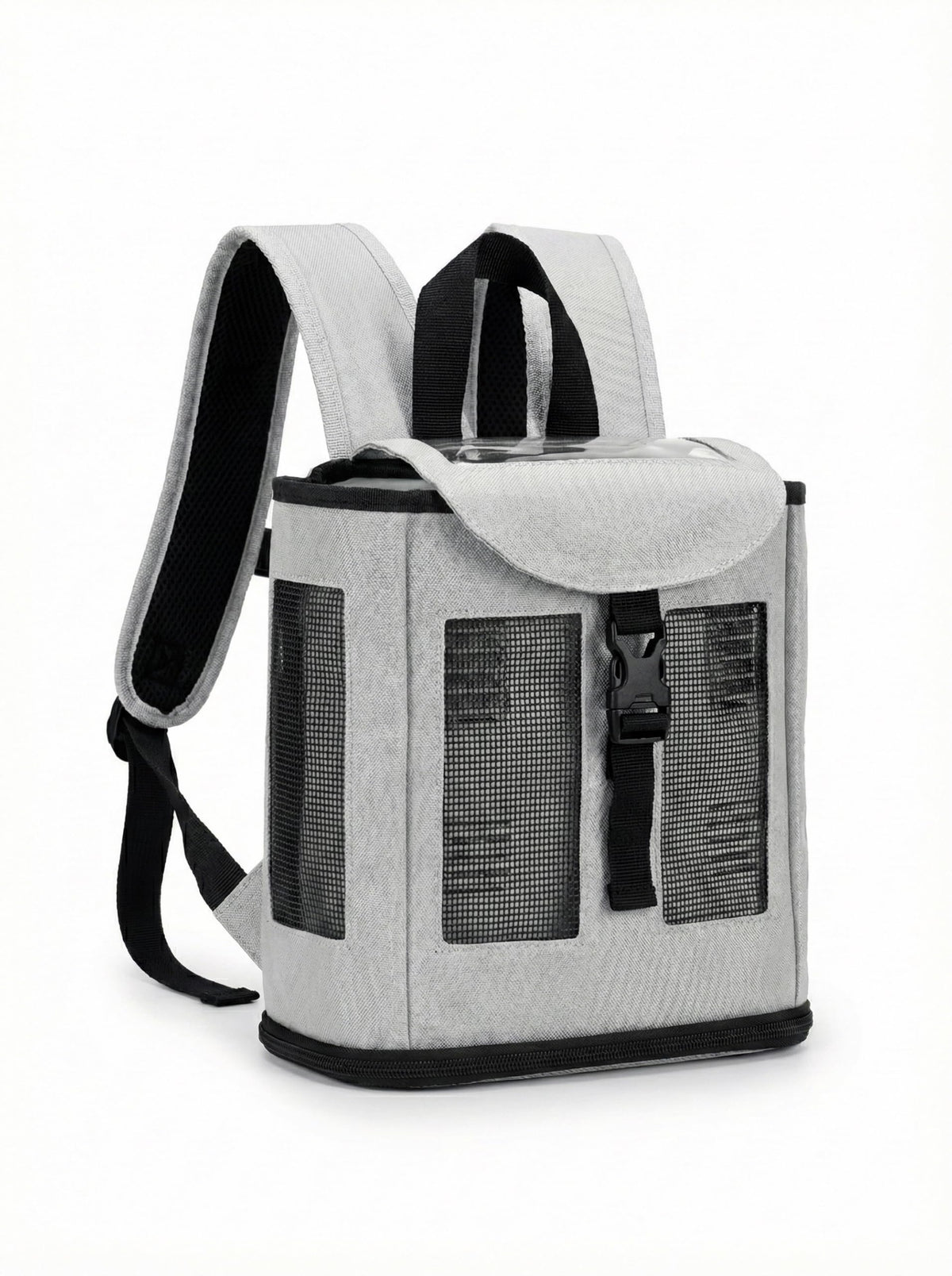 O2TOTES mochila ultraligera para Inogen G3, vista frontal con ventana de control para ver sin sacar
