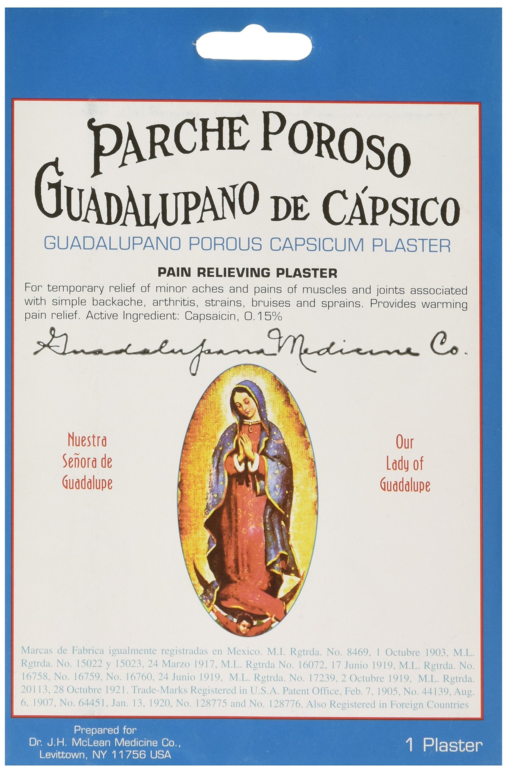 OAKHURST Guadalupano: banda porosa de capsicum para alivio temporal del dolor muscular.