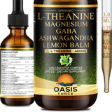 Oasis Force L-Teanina 400 mg, gotas en botella para relajación suave y enfoque.