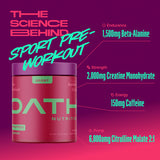 Oath Nutrition Sport Pre-Entrenamiento Appleberry etiqueta clara, confianza en ingredientes para entrenar con seguridad.