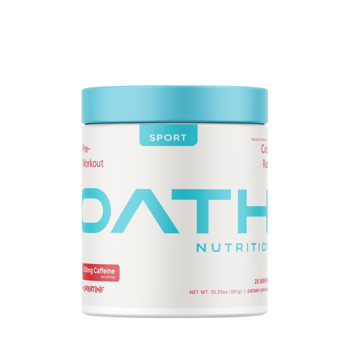 Oath Nutrition Sport Pre-Workout Coco Razz: lata con etiqueta brillante para energía sostenida.
