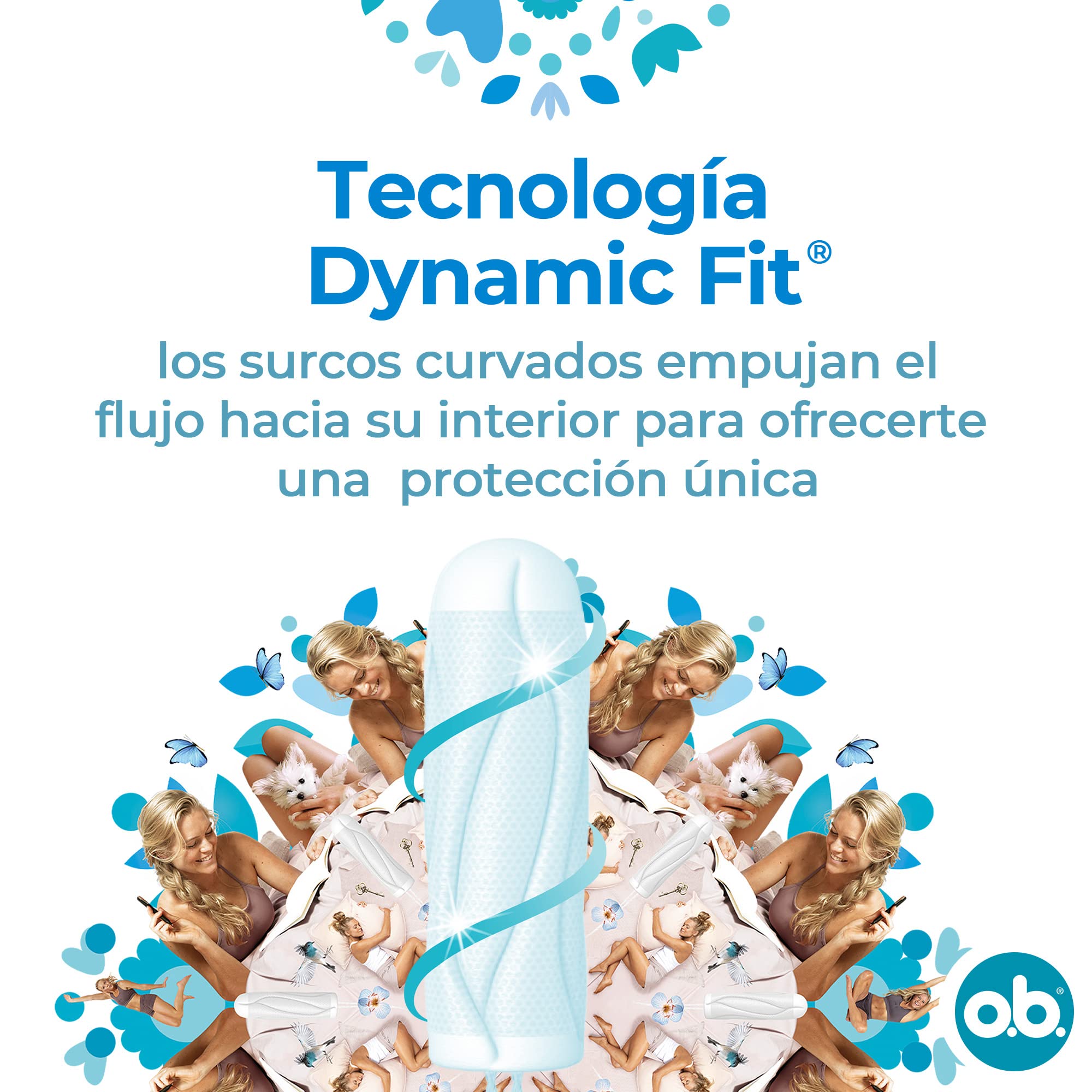 o.b. ProComfort Mini tampones, tecnología Ajuste Dinámico, flujo dirigido y mayor absorción