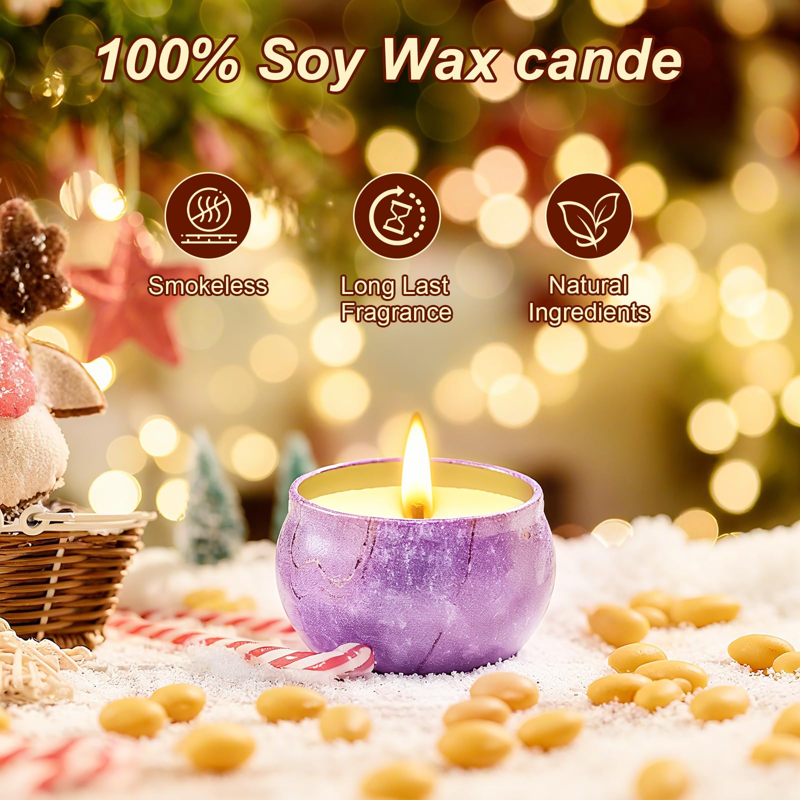 Vela de soya Obcxin 2.5oz aroma suave para relajación diaria.