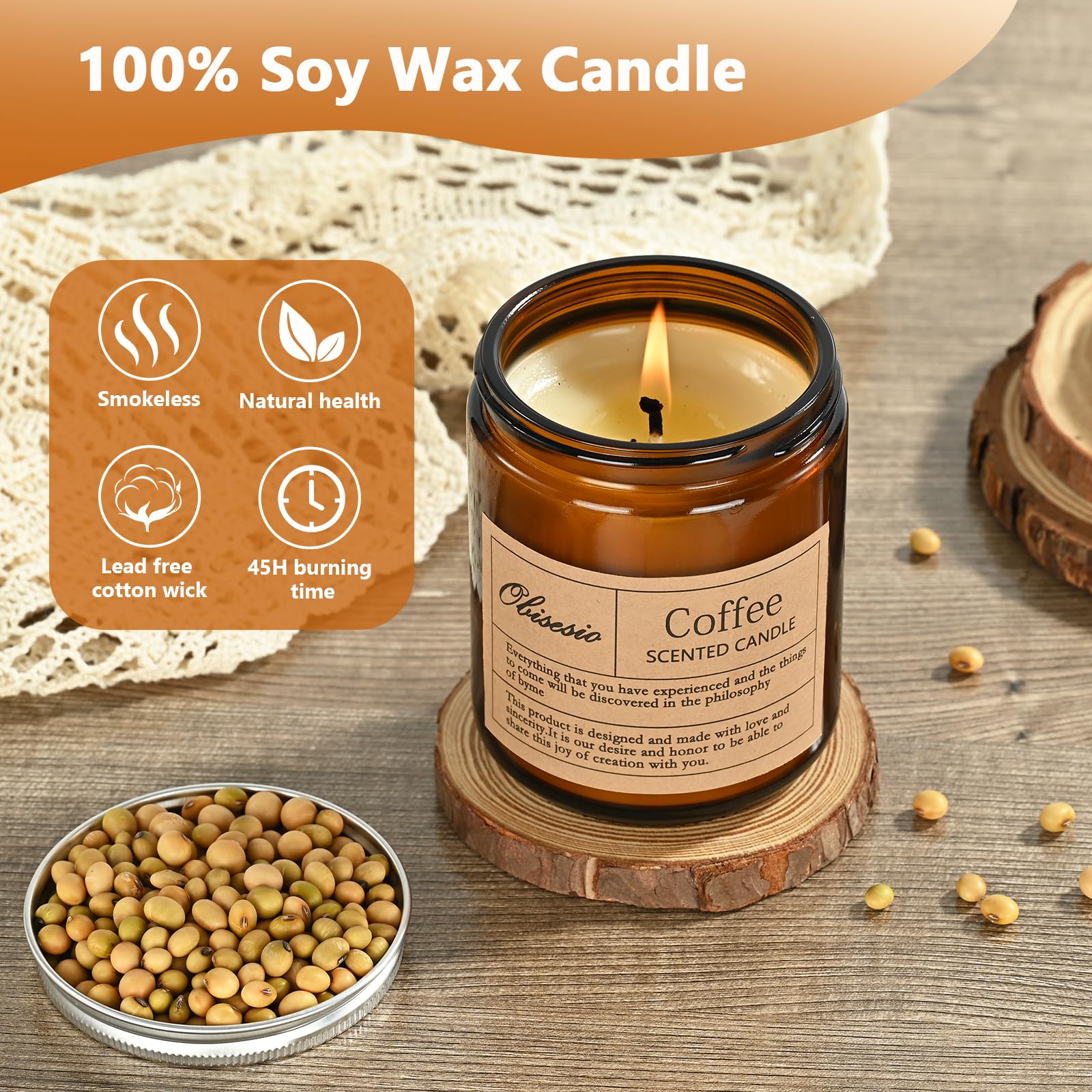 Vela de soja Obisesio 100% natural para ambiente fresco en dormitorio.