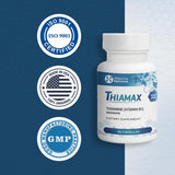 Objective Nutrients Thiamax empaque caja, producto hecho en Estados Unidos y de calidad.