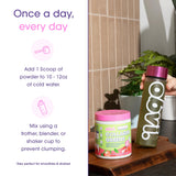 Sabor fresa y lichi en primer plano, ideal para bebidas saludables.